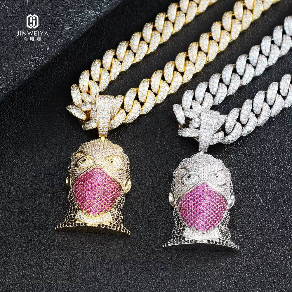 New Arrival 18K Gold Plated Link Chain Hip Hop Style Diamond Moissanite Iced out Pendant Necklace for Anniversary Occasions