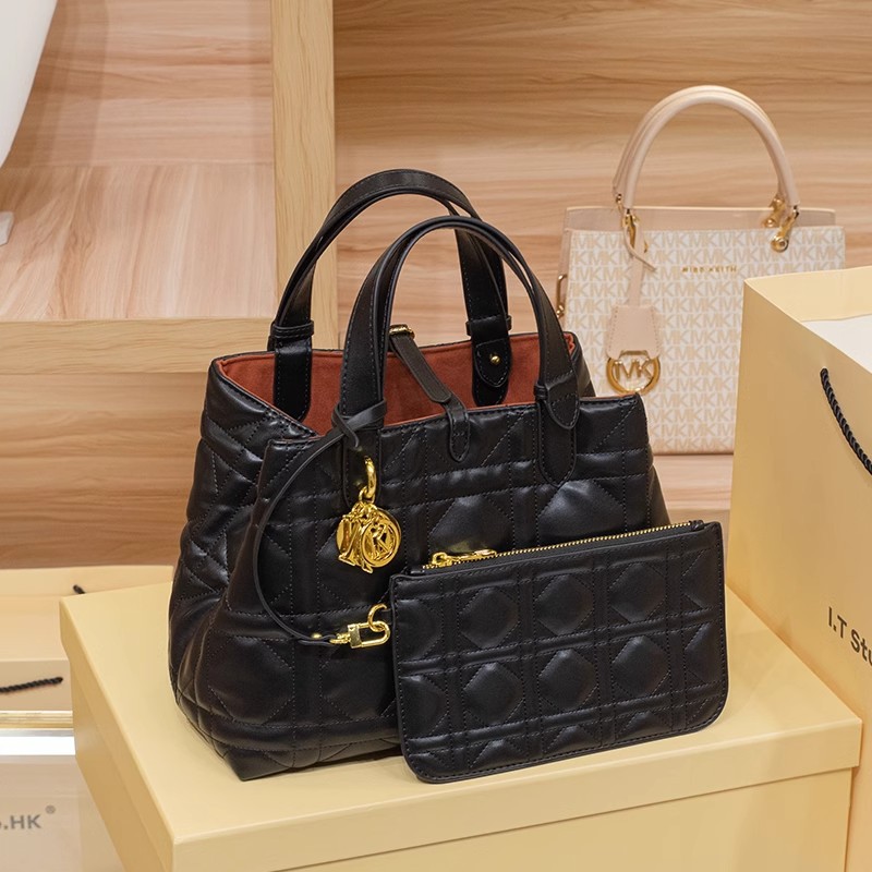 LORDLY KNACK designer bag light luxury genuine leather New autumn and winter diamond patterned handbag with large capacity and fashionable tote bag fo