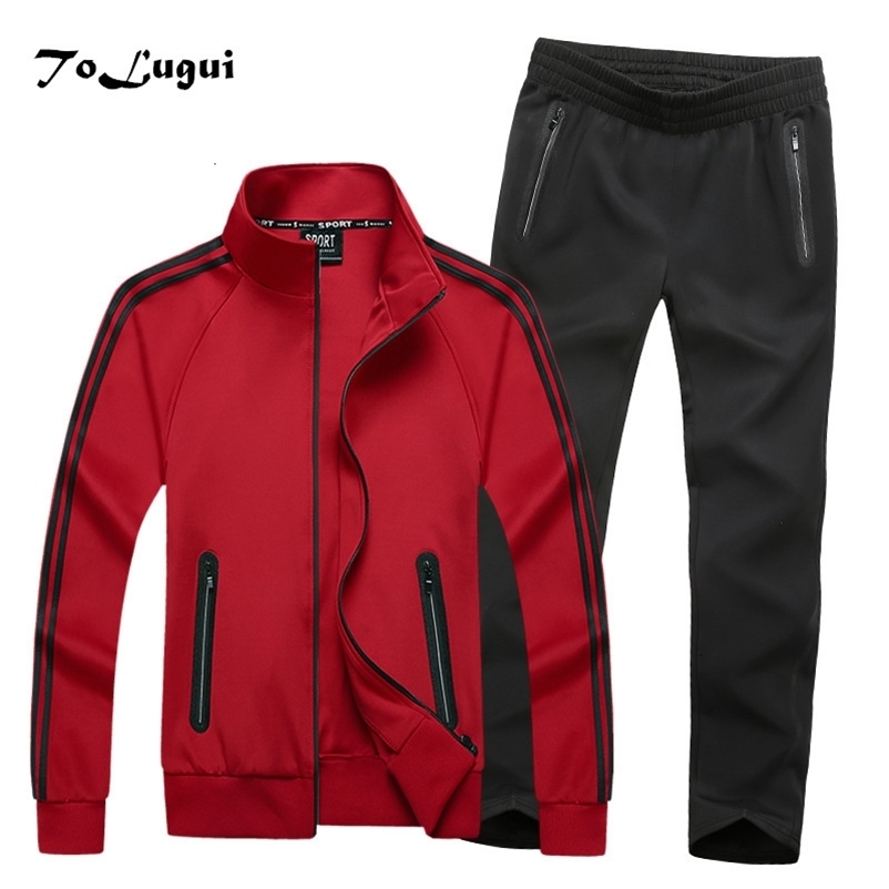 Men's Tracksuits Sportswear Men's Spring Autumn Set Sweatshirt and Pants Loose Stripe Set Windproof Large Size 7XL 8XL 230330