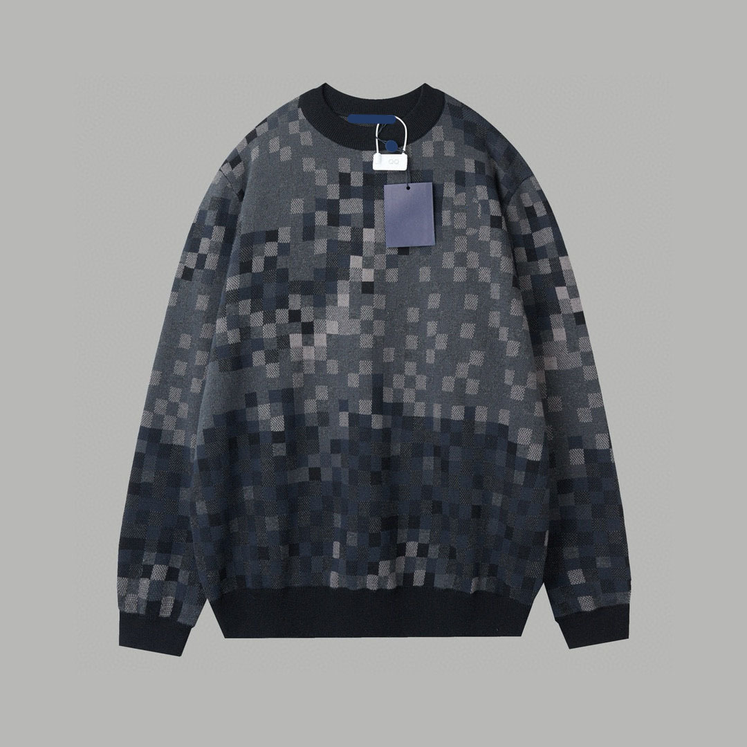 New AOP jacquard letter knitted sweater in autumn / winter 2025acquard knitting machine e Custom jnlarged detail crew neck cotton rt433f