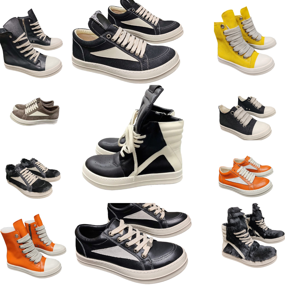 Designer Ro FW25 Casual Shoes Men Women Genuine Leather Shoes CONCORDIANS RUNWAY VINTAGE JUMBOLACE Canvas RO Boots Luxury Owenes Black White High Low Brand Sneakers