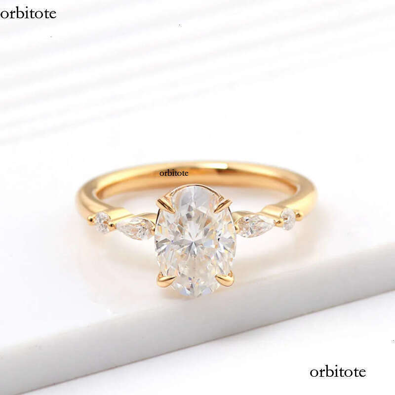 Wholesale Price Jewelry 10k/14k/ Solid Real Gold 1ct/2ct/3ct D VVS Oval Moissanite Dia Engagement Ring For Women