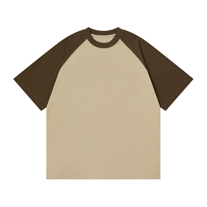 Men's Summer 230g Cool-Touch T-Shirt - Raglan Sleeve, Loose Fit, Color-Block Design, Ice-Feel Short-Sleeve for Refreshing Summer -77Z