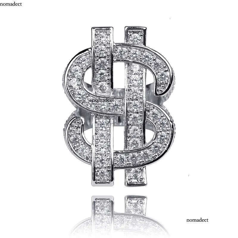 Mens Hip Hop Ring Jewelry Dollar Sign Gemstone Zircon Fashion Big Gold Rings 43