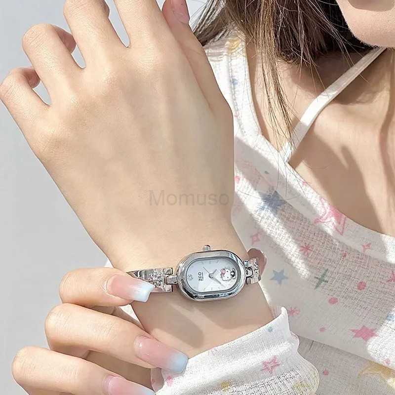 Sanrio ZGO Collaboration Hellokitty Watch WomenS Steel Strap Ins Style Oval Bracelet Small And Luxurious Retro Quartz Watch L250925