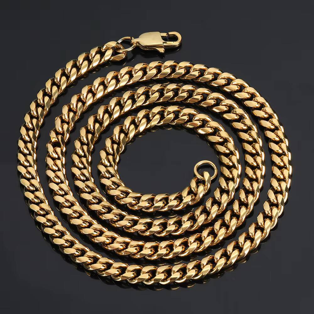 Hip Hop Sterling SilverGold Plated Jewelry Round Polished Cuban Link Chain Necklaces Cadenas Cubanas De Oro