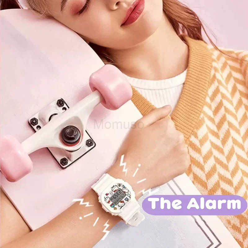 Sanrio Hello Kitty Watch LED Digital Watchs Student Versatile Silicone Watch Childrens Wrist Watch Waterproof Sports Kids Clock L250925
