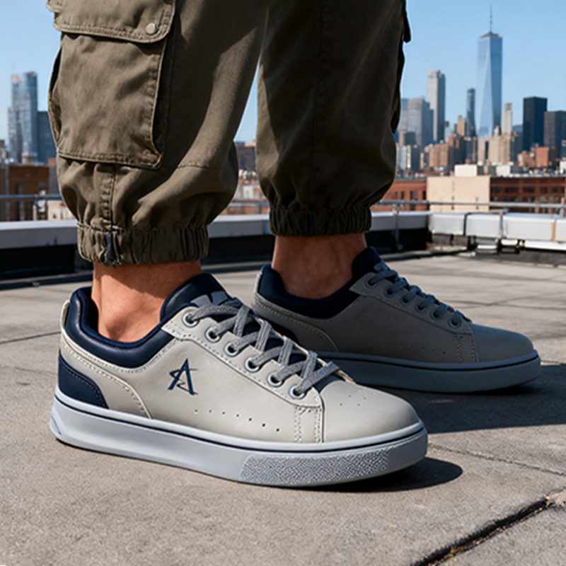 Casual Shoes Kids' Fashionable Daily Casual Shoes - Light Gray & Navy Colorblock Design, Comfortable for Boys