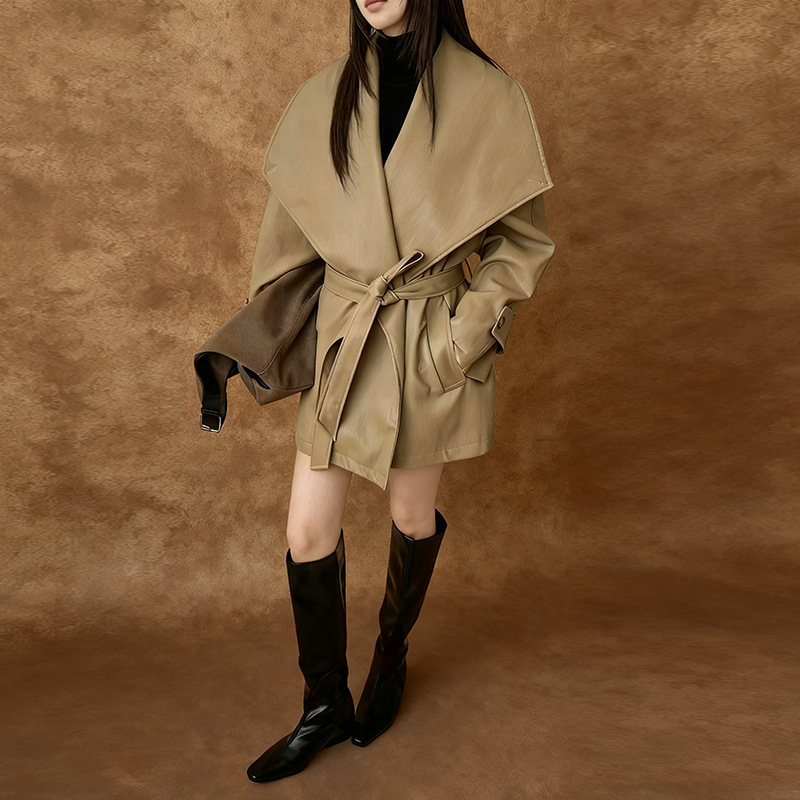 Street Leather Coat Womens Set Y2k Asymmetric Sleeveless O-Neck Cape Town Ultra Thin Zipper Jacket Autumn/Winter Womens Wear 241128