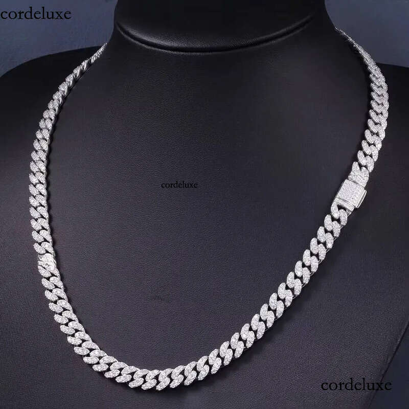 Bling Hip Hop 6mm 10mm Single Row Sier Pass Dia Tester Moissanite Necklace Cuban Link Chain d8