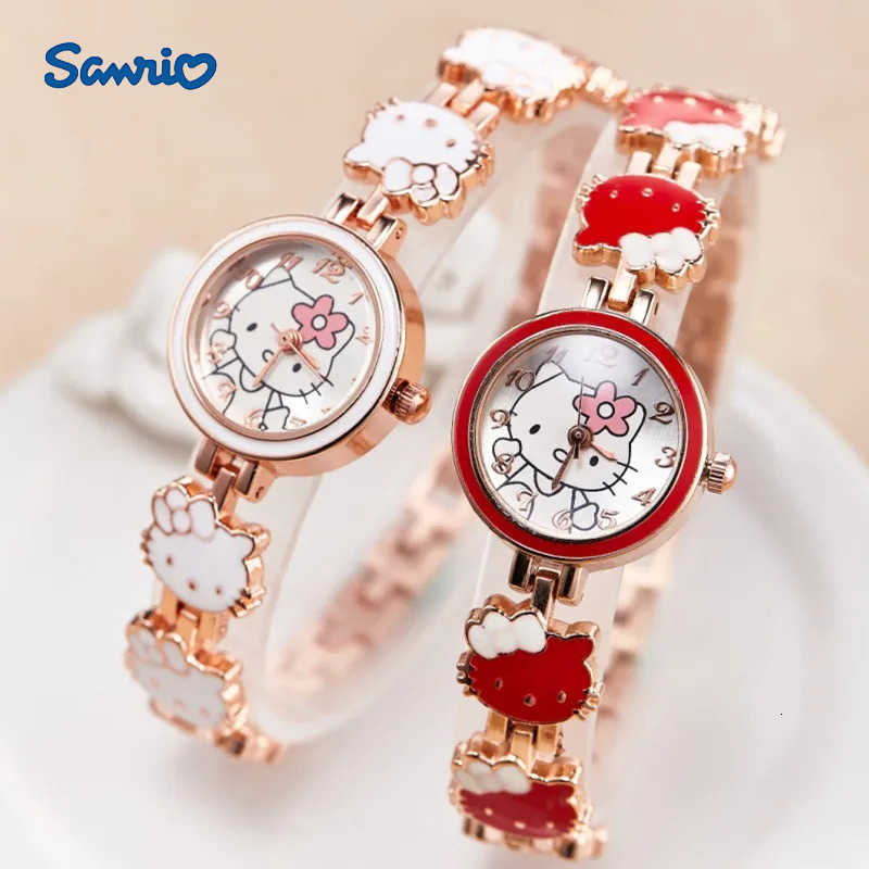 Sanrio New Kitty Fashion Watch Kawaii Cute Temperament Children Bracelet Steel Band Watch Ladie Student Electronic Quartz Watch L250925