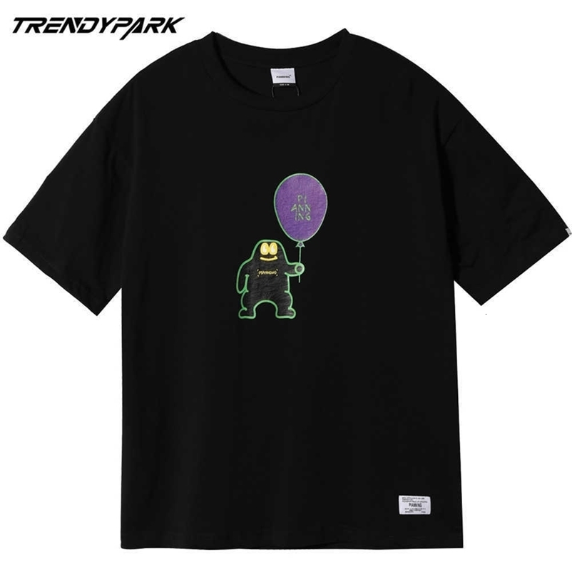 Men's Funny Tshirt Hip Hop Oversized Streetwear Summer Short Sleeve Printed Cotton Casual Tops Tee Men Clothing 210601