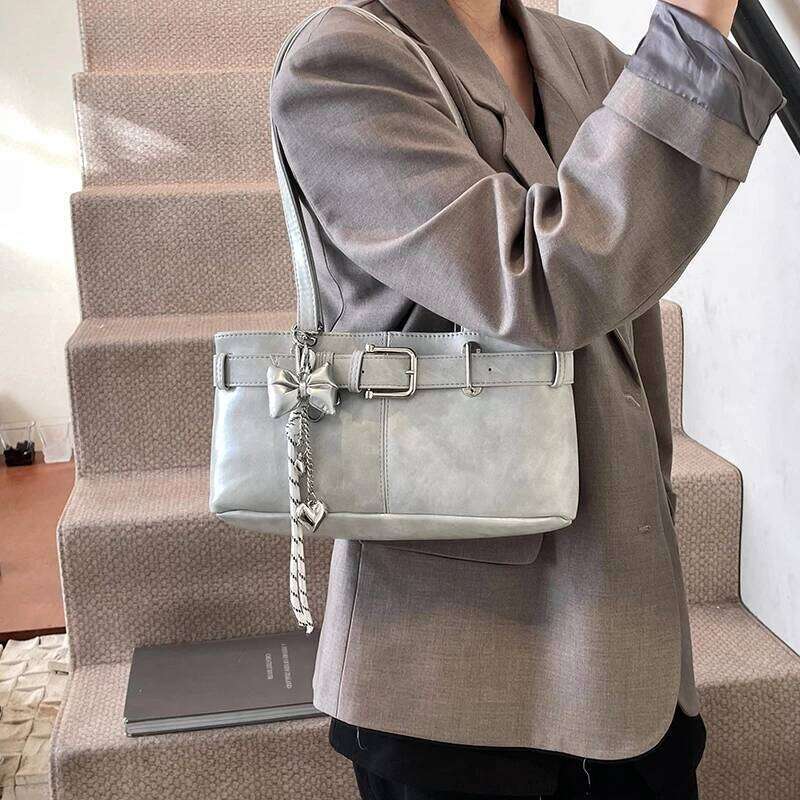 MOODS Belt Buckle Design Shoulder Satchels Bag For Women 2025 New In Designer Handbags Branded Fashion Totes With Pendant