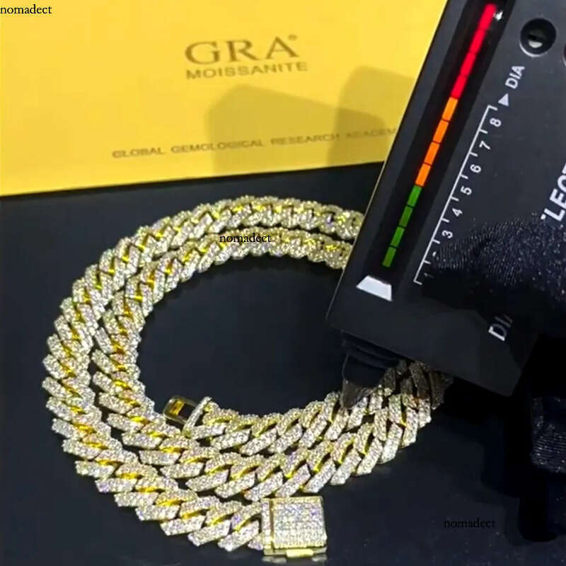 Moissanite Gold Sier Chains For Mens Womens Miami Cuban Link Chain Bracelets Necklace Jewelry 10mm e8