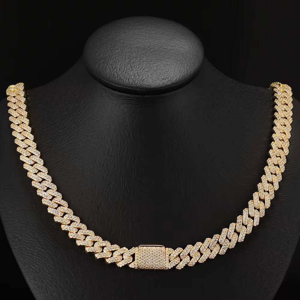 Customized Trend Mens 10mm Square Cuban Chain Necklace S925 Silver Gold Plating Hip Hop Style Featuring 5A Moissanite Personalized