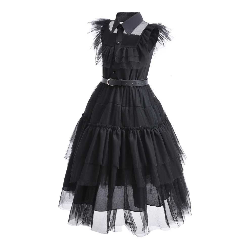 Girls Black Gothic Costume Kids Teen Addams Dance Vestidos Halloween Cosplay Robe Clothes W250925 - view 4