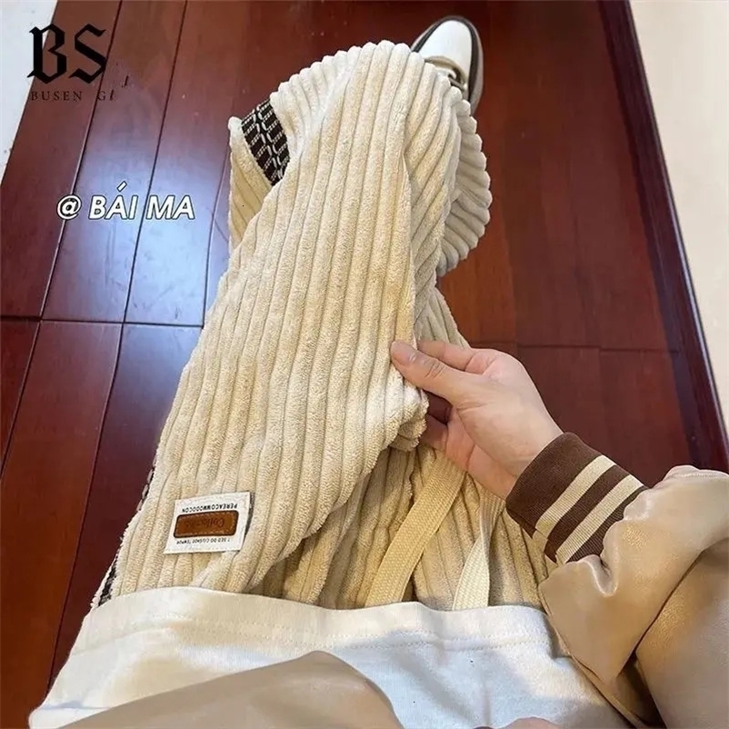Men's Pants Corduroy pants men's autumn and winter loose straight floor-length mopping pants trendy versatile casual trousers y2k pants emo 