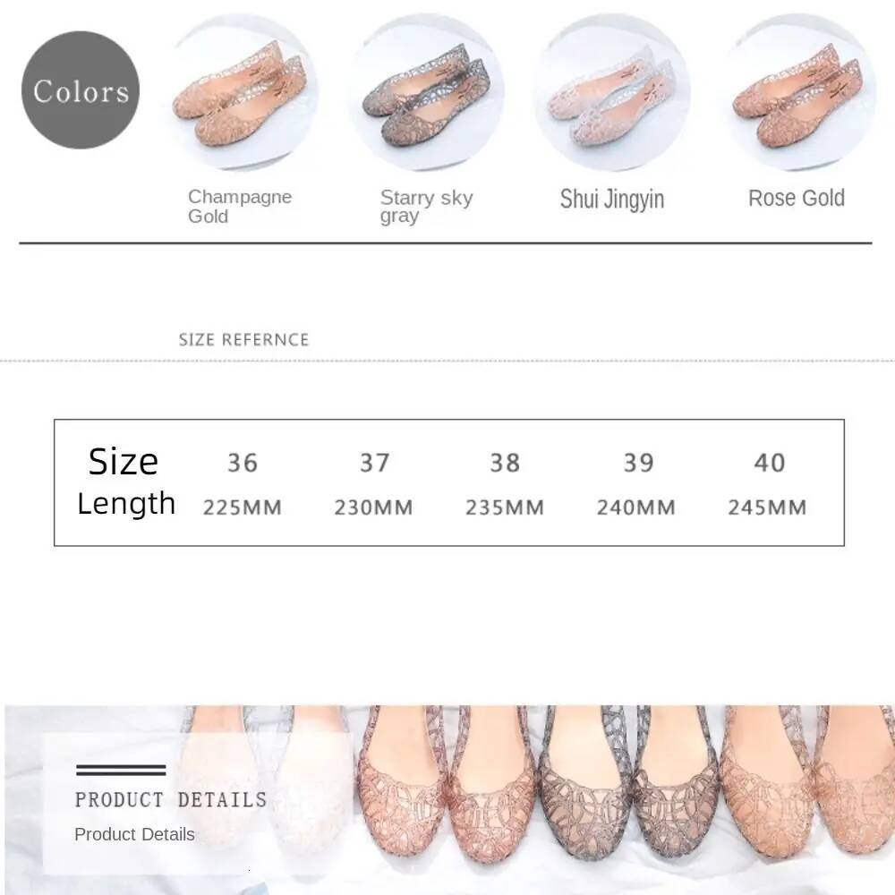 Casual Flat-soled Women Hollow Out Clear Beach Jelly Shoes Breathable Shallow Mouth Bling Sandals Ladies ddmypanda
