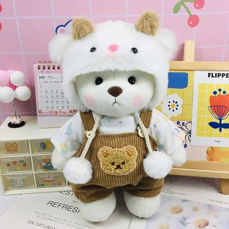 2025 New Model Kawaii 30cm Lena Joint Bear Plush Doll in Teddy Bear Onepiece Suit Girl Birthday Gift Christmas Gift C250925