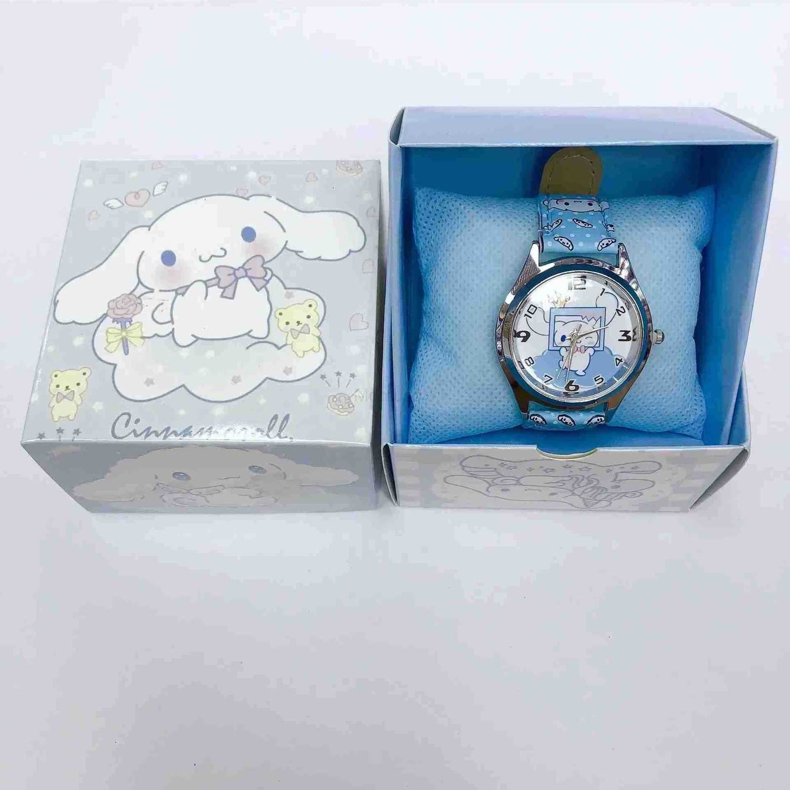 Sanrio Anime Cartoon Childrens Watch Hello Kitty Cinnamoroll Kawaii Girl Quartz Pointer Watch Gift Box Set Cute Girly Heart L250925