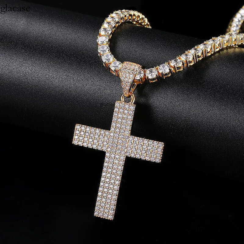 Hip Hop Full 5A Zircon Cross Pendant with TopBling Tennis Chain Men Jewelry Gift