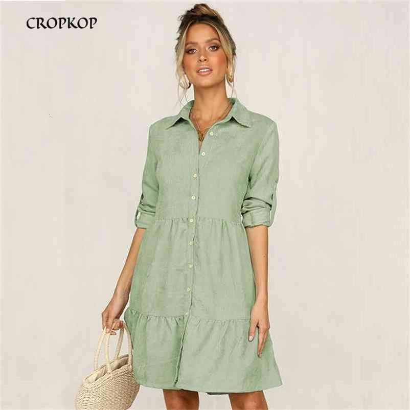 Shirt Dress Long Sleeve Women Clothing Autumn Winter Dress Button Turn-down Collar Ladies A-line Mini Party Dress Vestidos 210630