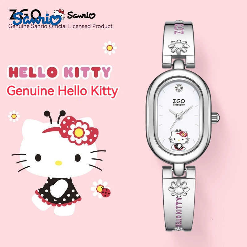 Sanrio ZGO Collaboration Hellokitty Watch WomenS Steel Strap Ins Style Oval Bracelet Small And Luxurious Retro Quartz Watch L250925