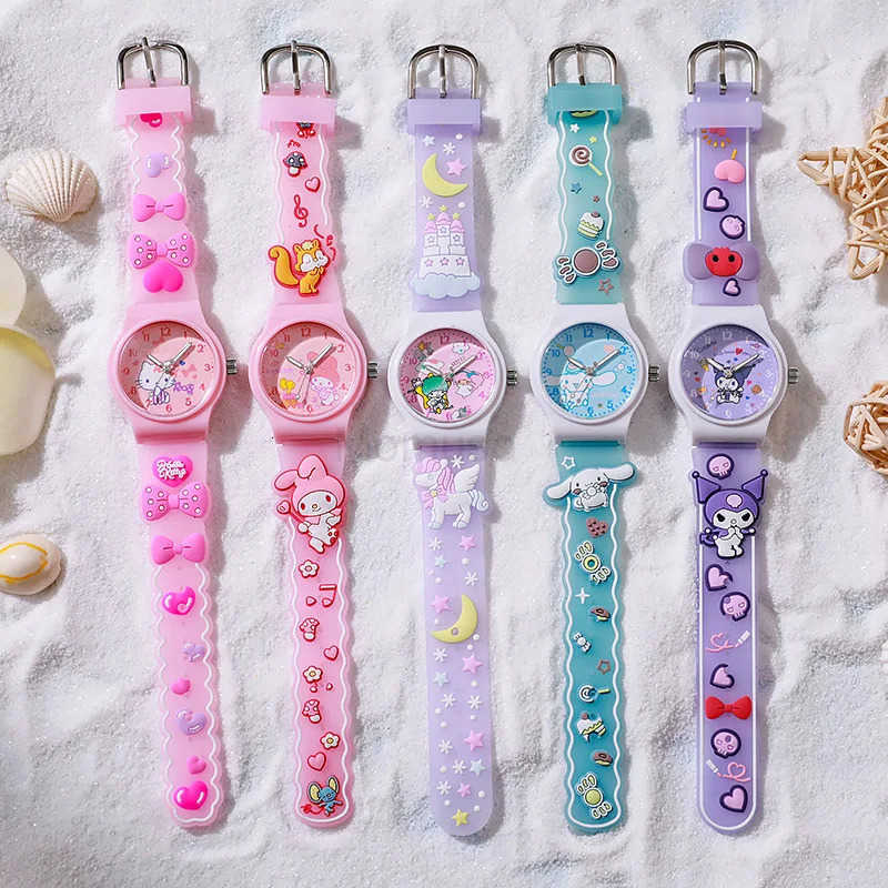 Sanrio Summer Kt Cat Watch Kawaii Anime Peripherals Cinnamoroll Hello Kitty Kuromi Cute Surprise Fashion Kid Exquisite Watch Toy Gifts L250925