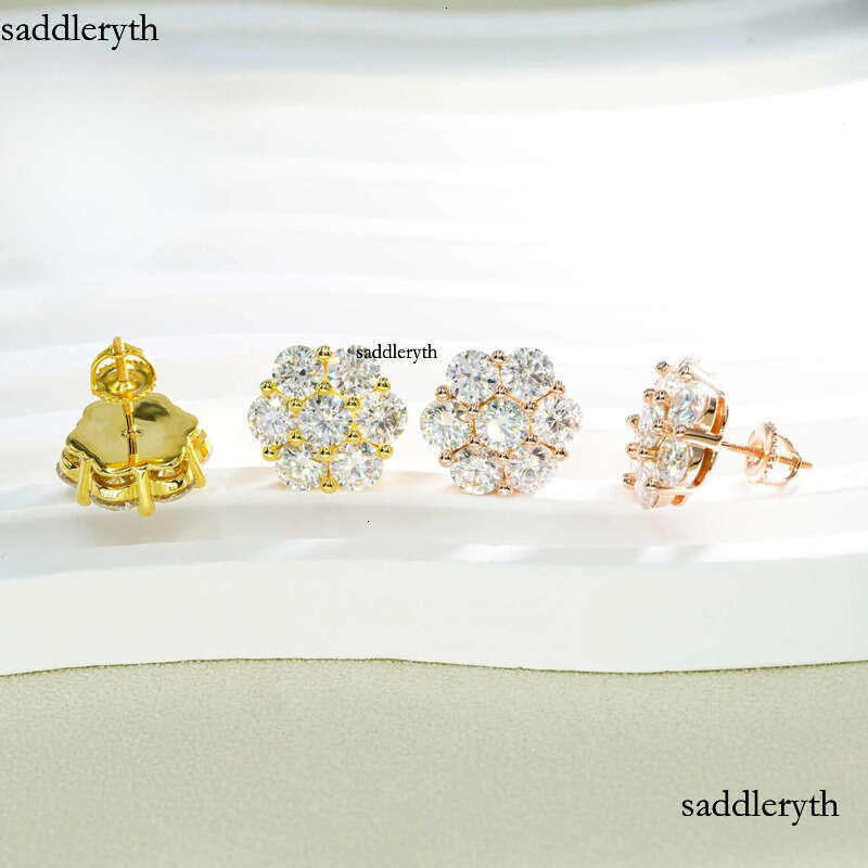 Hiphop style passed dia test wer shape round cut VVS DEF sterg sier women men moissanite earring 3b