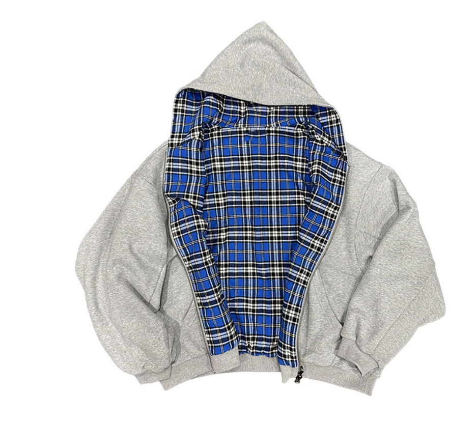 Designer Zipper Pocket Men's Splicing Double sided Cardigan Sweatshirt Men's Spring and Autumn Retro Loose Hoodie Jacket