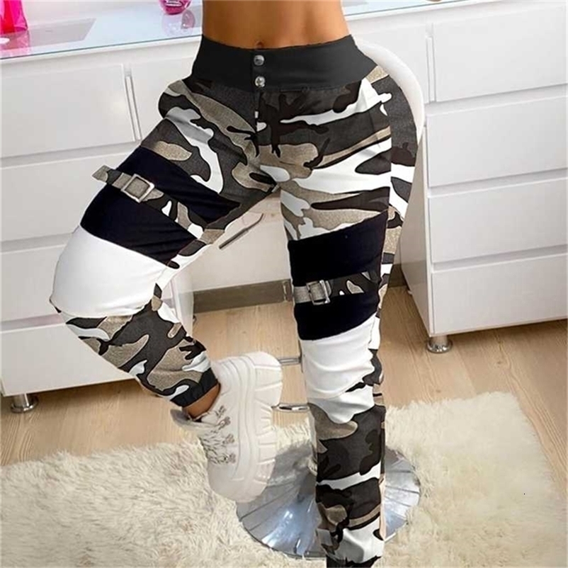Women Fashion Casual Camouflage print Pants Women Trousers Cargo Pants Autumn Fashion Casual Pants 211006