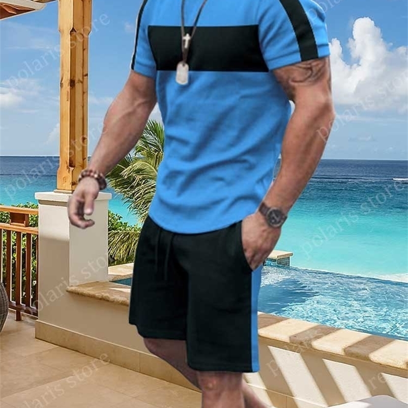 Men's Tracksuits Fashion Men Solid Color T Shirt Sets Tracksuit Clothing Streetwear Suit Summer Male Trend Sportswear 2 Piece Shorts Outfits 2304