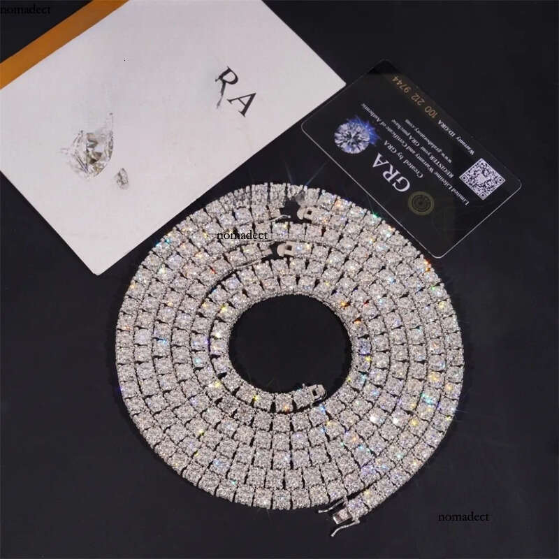 Hip Hop Fully Iced Out Double Sides Sterling Sier VVS1 5mm 6.5mm Moissanite Dia Cluster Tennis Chain Bracelet ff