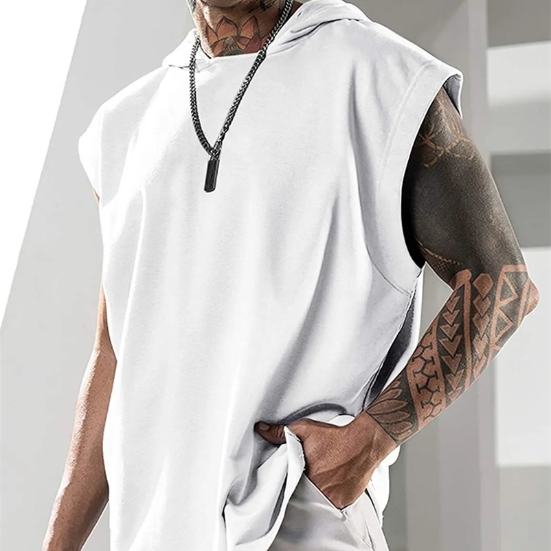 Mens Solid Color Casual Zipper Sports Mens Sleeveless Mens Tank Top Loose 250225