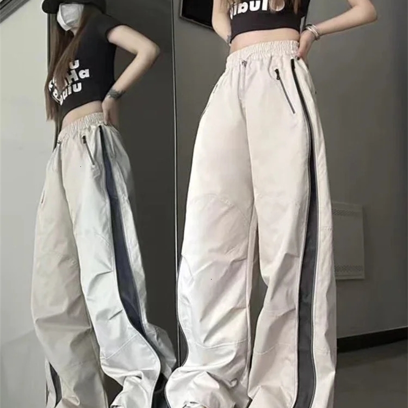 Women Casual Baggy Pants Harajuku Oversized Cargo Pants Y2K Korean Fashion Hip Hop Wide Leg Zipper Trousers Sweatpants 240530