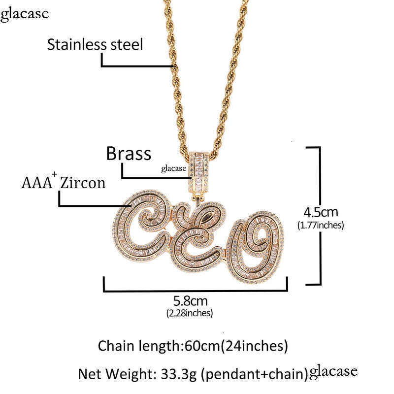 Hip Hop Cursive A-Z Custom Name Pendant Necklaces TopBling 5A T Zircon Women Men Jewelry
