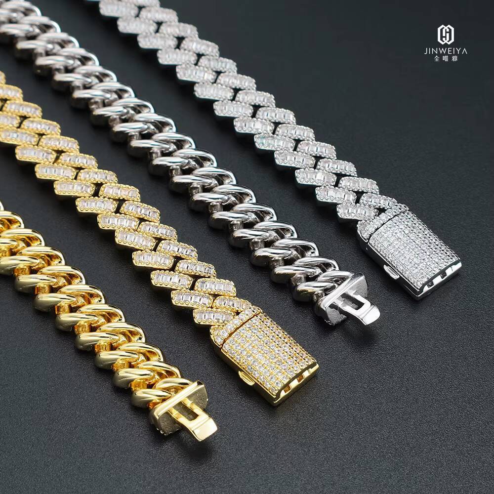 Customized Trendizable Hip Hop Streetwear Necklace GoldSilver and Rhodium Plated S925 Silver Cuban Rope Chain for Gift OEM New Arrival