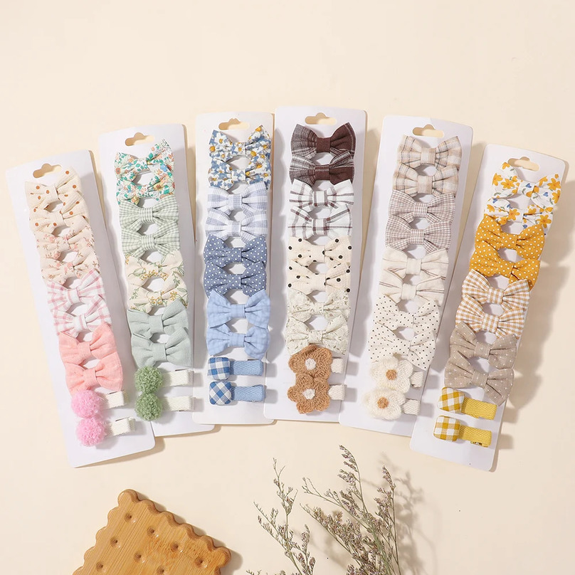 20pcs/set Lovely Kids Bows Hair Clips for Girls Barrette Boutique Full Coverage Fabric Childrens Headwear Baby Hair Accessories 250528