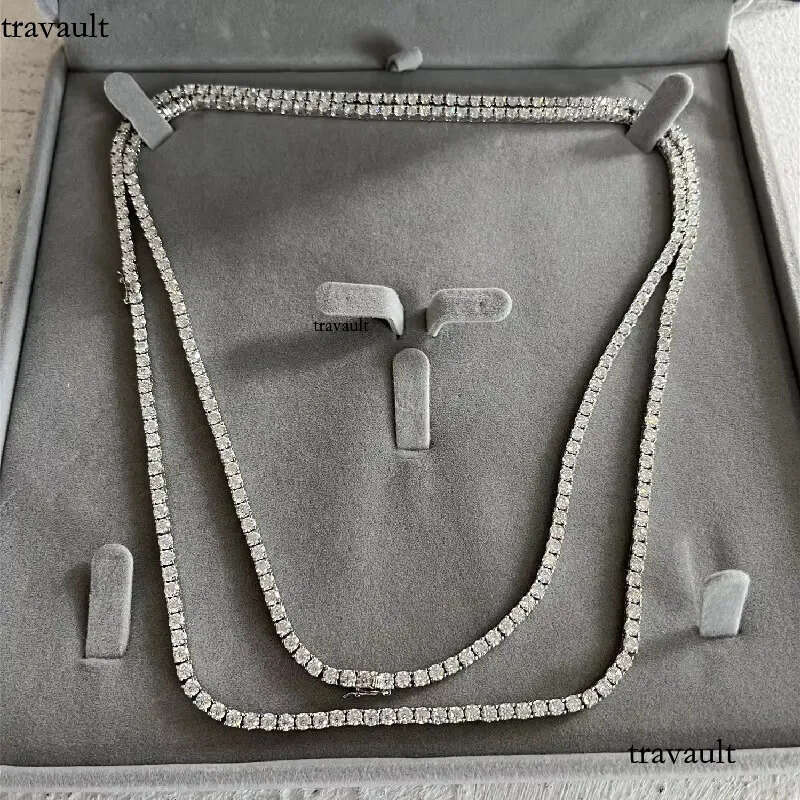 Iced Out 3mm Moissanite Dia VVS Sterling Sier Tennis Chain Necklace