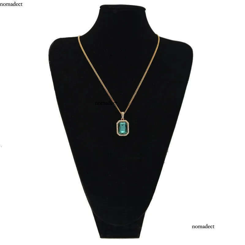Mens Mini Ruby Pendant Necklace Gold Cuban Link Chain Fashion Hip Hop Necklaces Jewelry for Men 33