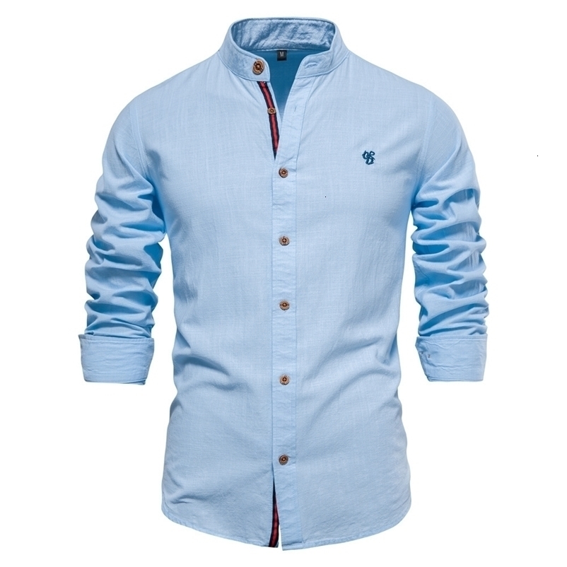 Men's Casual Shirts AIOPESON Spring Cotton Social Shirt Men's Solid Color High Quality Long Sleeve Men's Lapel Casual Men's Shirt 