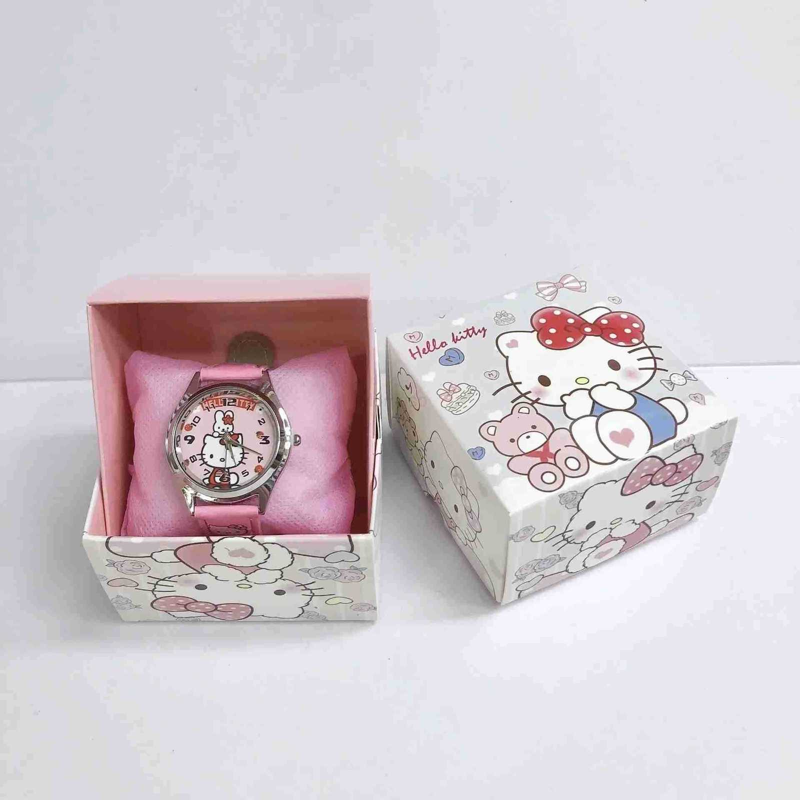 Sanrio Anime Cartoon Childrens Watch Hello Kitty Cinnamoroll Kawaii Girl Quartz Pointer Watch Gift Box Set Cute Girly Heart L250925