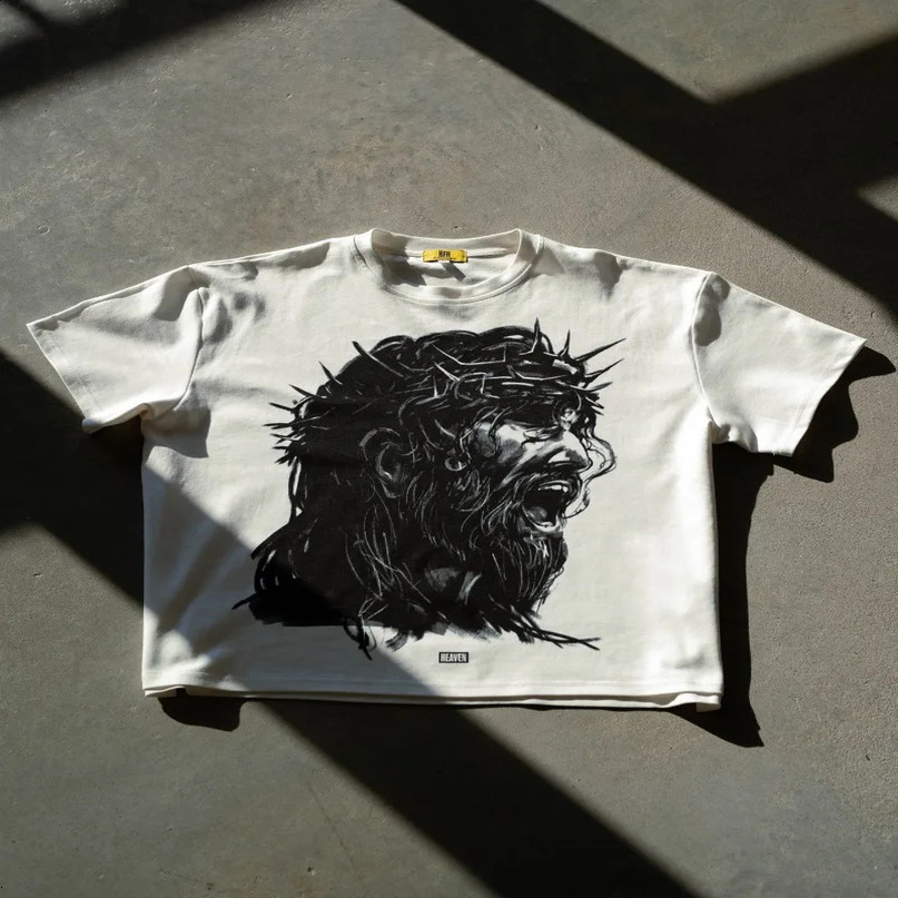 High Street Summer ultrafine printed cotton short sleeved womens Tshirt Y2k retro gothic Harajuku casual couple loose shirt 240814