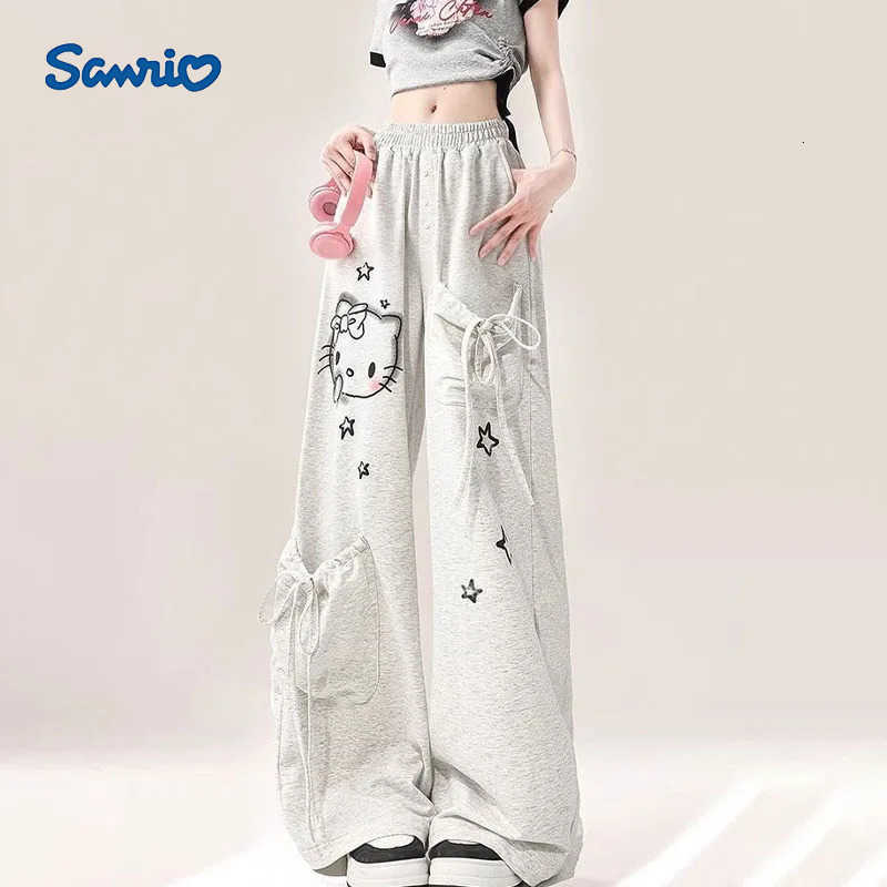 Sanrio Hello Kittys Graffiti Wide Leg Pants Kawaii Sanrios Oversize Sports Streetwear Sweatpants for Women Autumn Casual Trousers Gift L250925