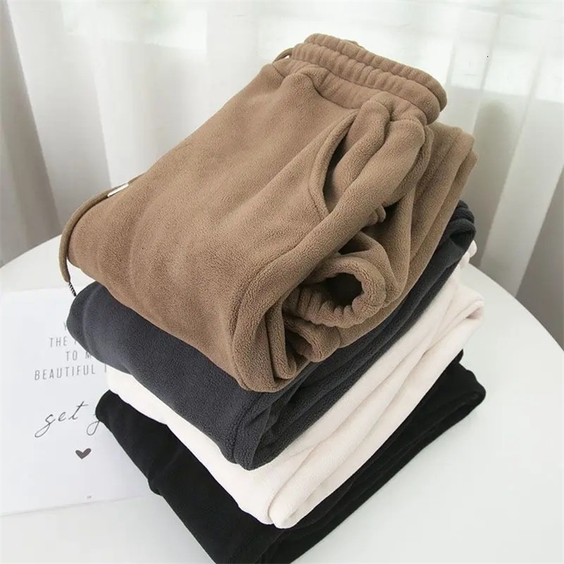 Women's Pants Capris Winter Fleece Harem Pants Women Unisex Loose Wide Leg Sweatpants High Waist Drawstring Comfortable Straight Baggy Sweatpants
