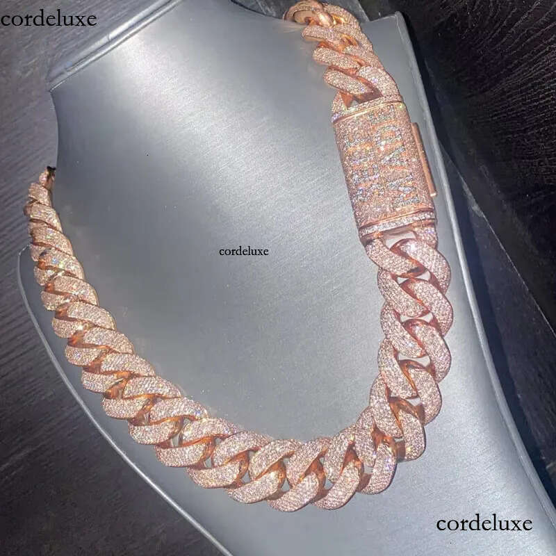 Custom VVS Moissanite Iced Out for Men Heavy Solid Sier Gold Plated Dia Rapper Necklace Cuban Link Chain 4e