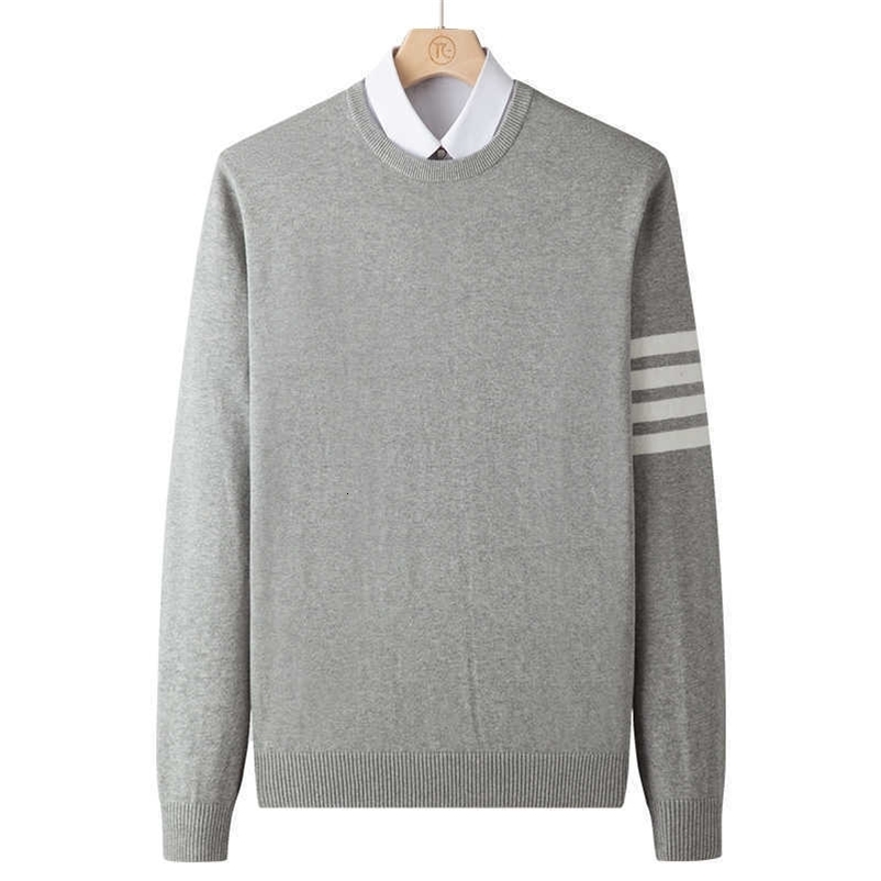 Varsanol O-Neck Pullover Sweater for Men Knitted Army Striped Winter Slim Korean Fashion Mens Cloting Long Sleeve Homme Pull 4XL 210601