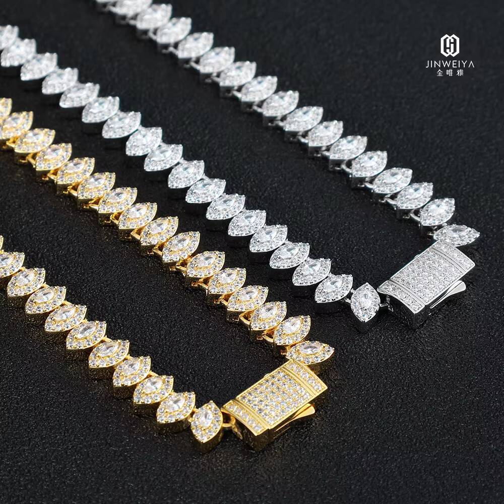 Women Hip Hop Necklace Diamond Luxury Moissanite Moissanite 925 Silver Necklace Chain