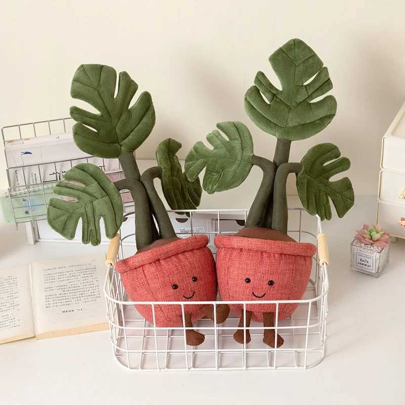Plush Emulational Plants Amuseables Potted Monstera Deliciosa Stuffed Toys Fun Decoration For Home Kawaii Toy For Girls Gifts C250925