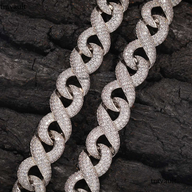 Iced Out Moissanite Cuban Link Chain Classic Box Clasp Hip Hop Men Jewelry Gold Necklace Bling Dia Chains